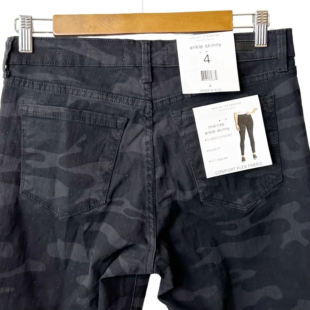 Social Standard Sanctuary Mid-Rise Stretch Ankle Skinny Jean Sz 4 Black‎ NEW